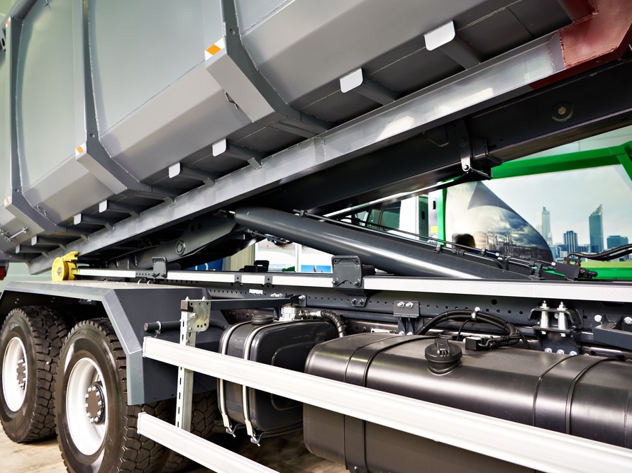 Dump truck body on exhibition